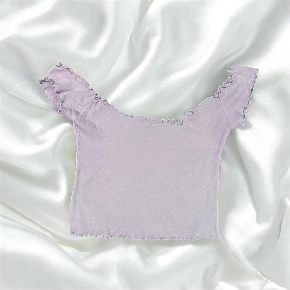 Lavender Ruffle Sleeve Top